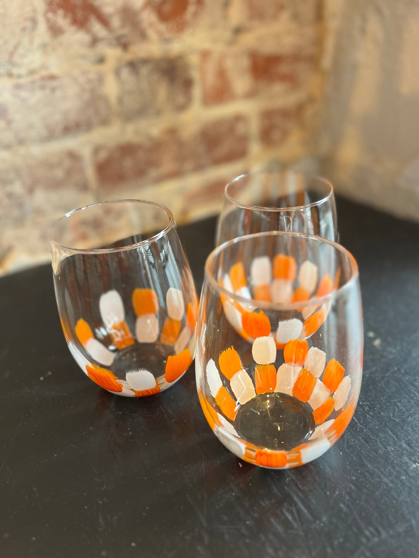 Orange & White Wine Glass