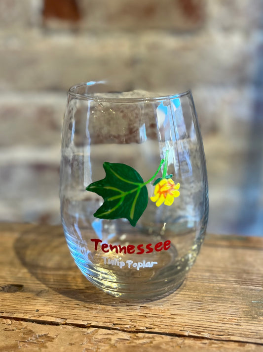 TN State Tree-Hand Painted Glass