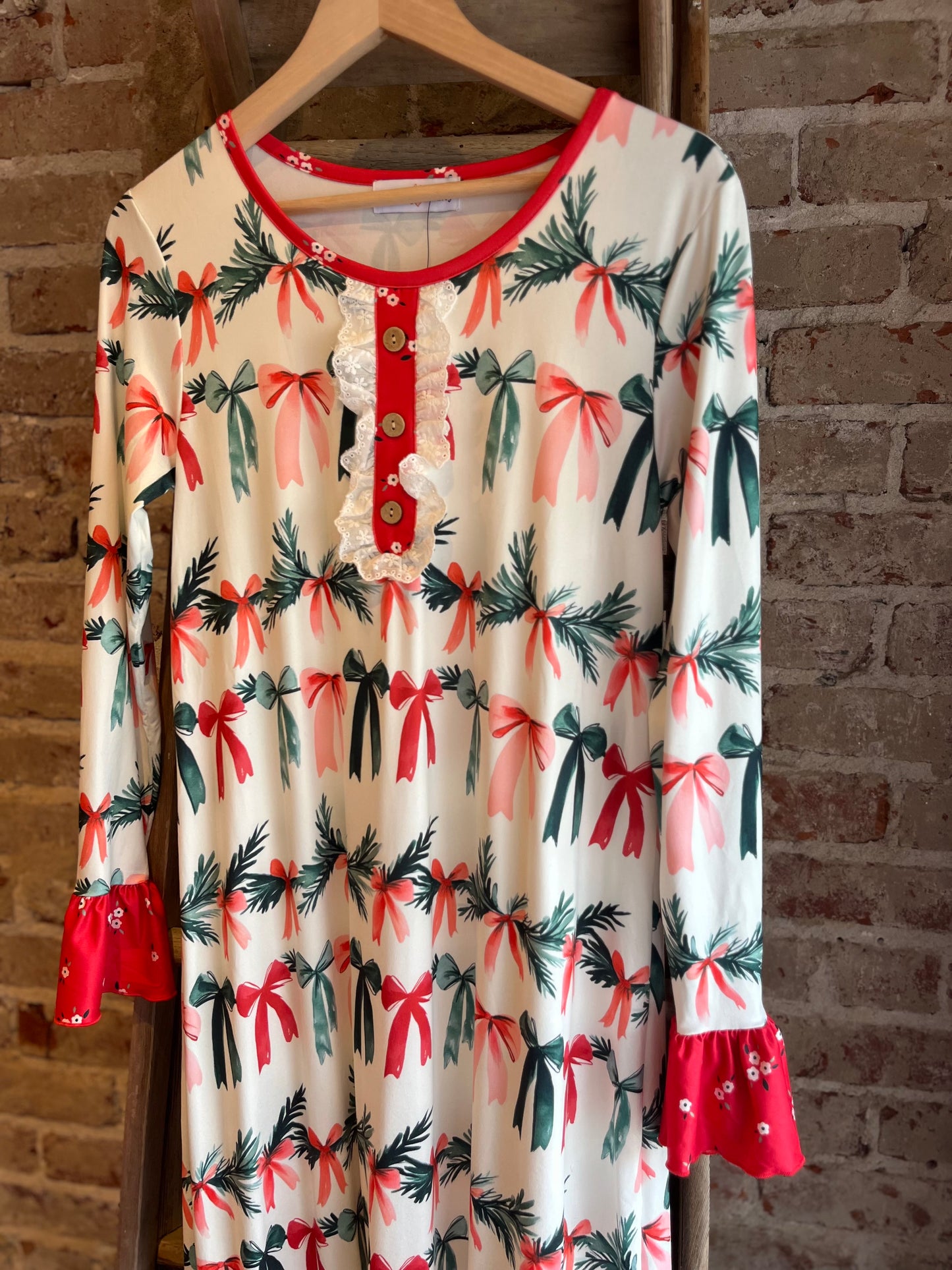 Holly and Bows Gown- Adult