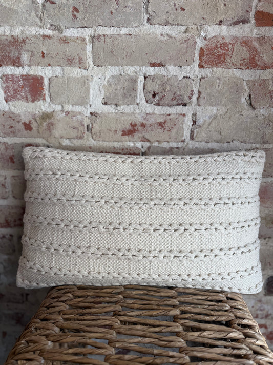 Macrame Lumbar Pillow - Cream