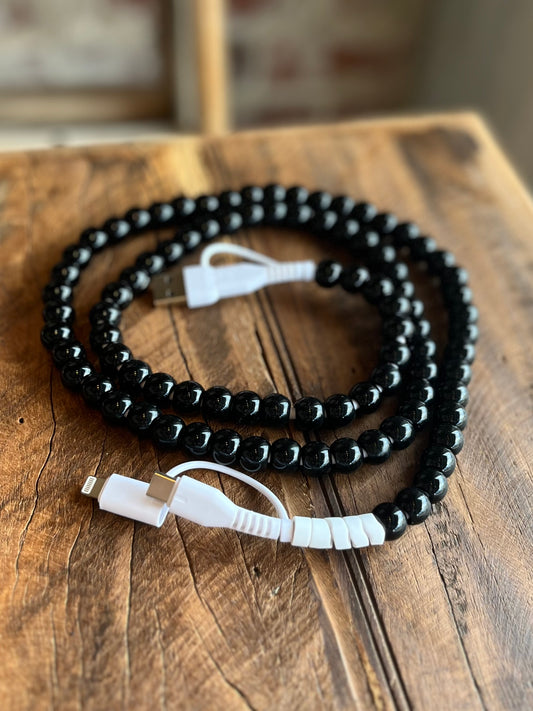 Black Beaded Phone Charger