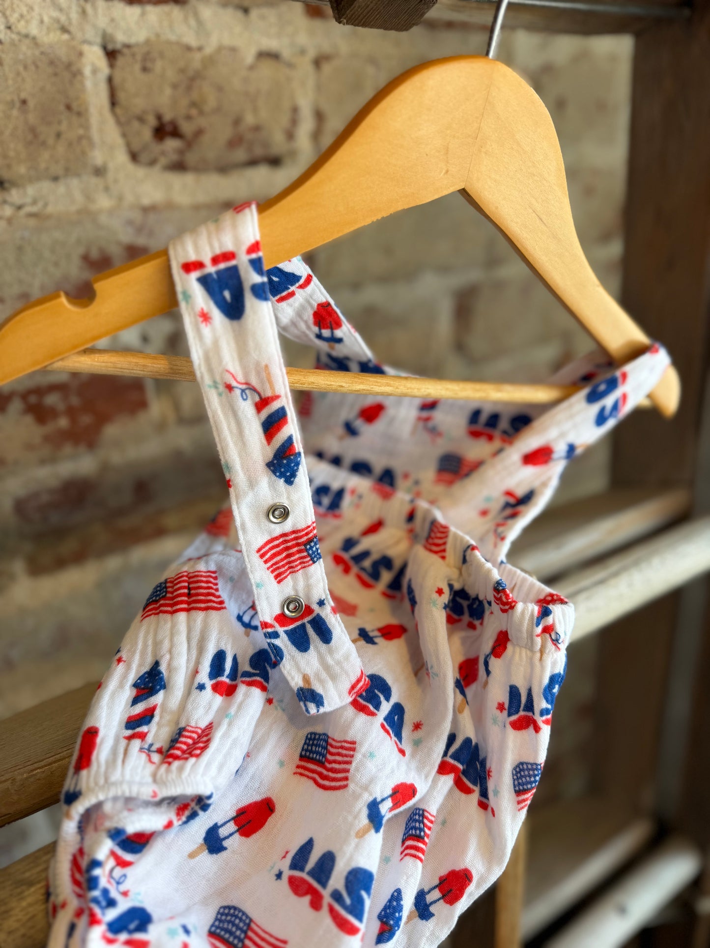 Retro Americana Muslin Bubble Sunsuit