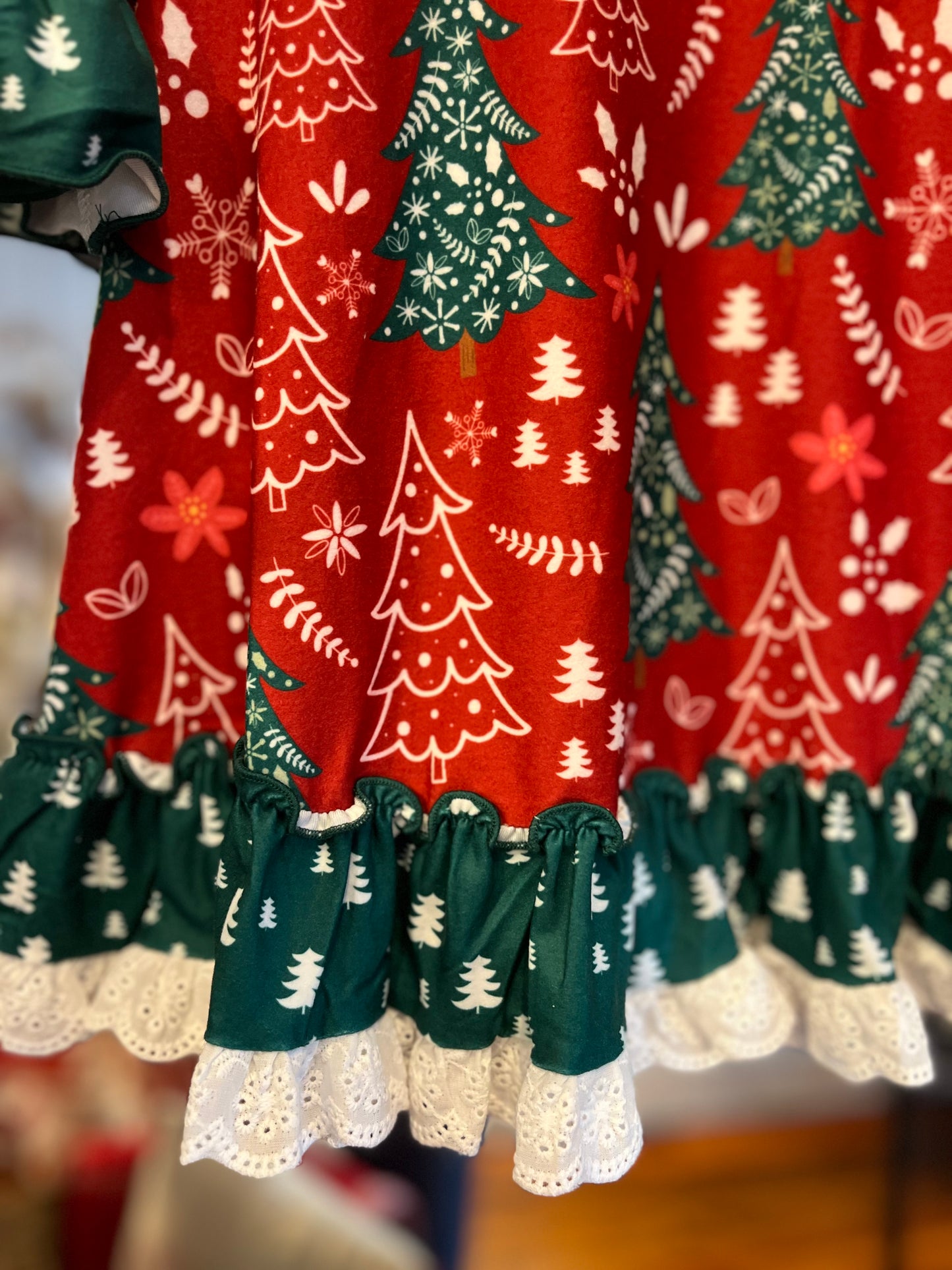 Red and Green Christmas Tree Gown- Toddler/Youth