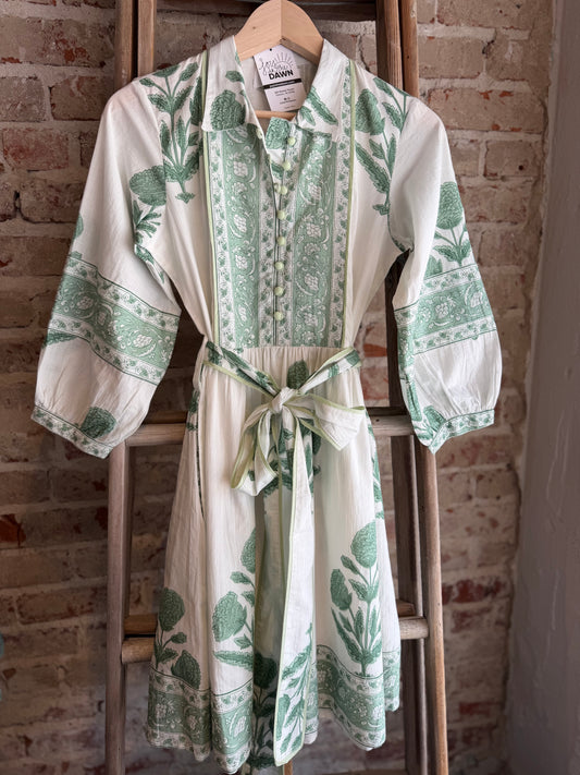 The Frieda Sage Dress- HandDyed/Printed