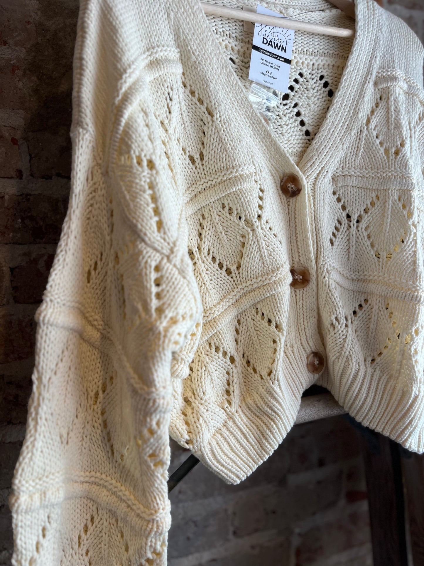 Cream Mineral Washed Cardigan