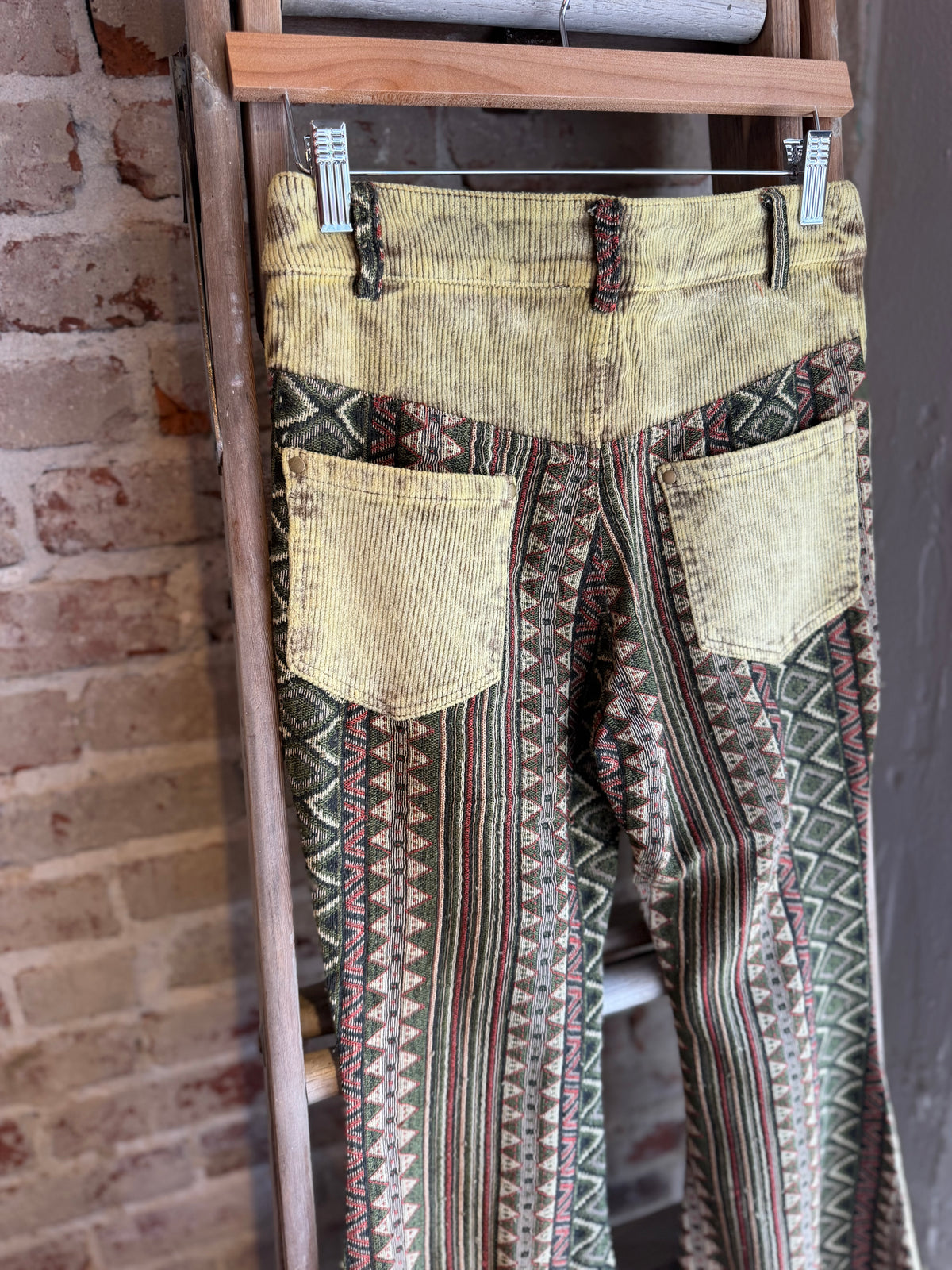 Washed Aztec Corduroy Bell Bottoms