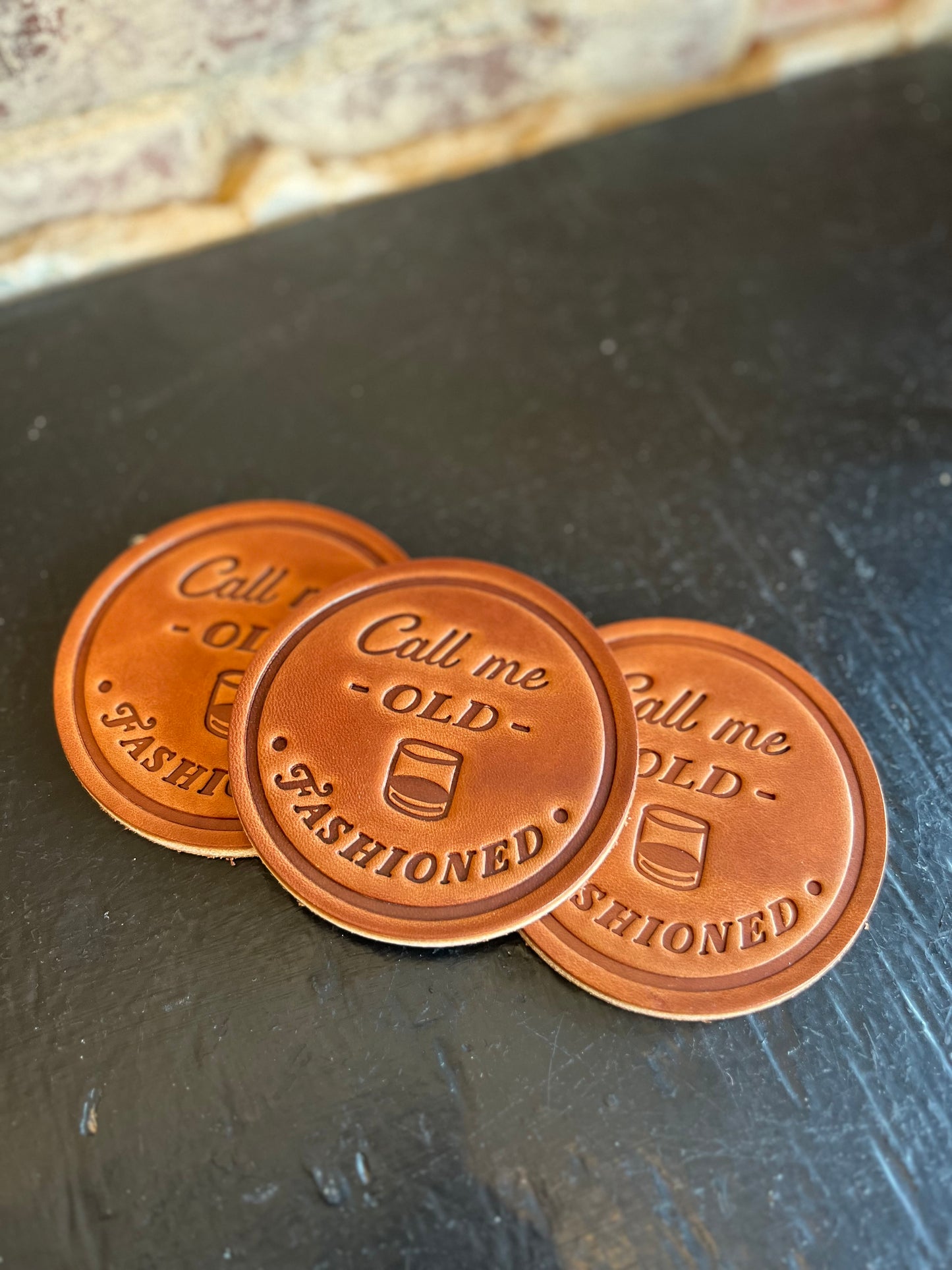 Call Me Old Fashioned Leather Coaster