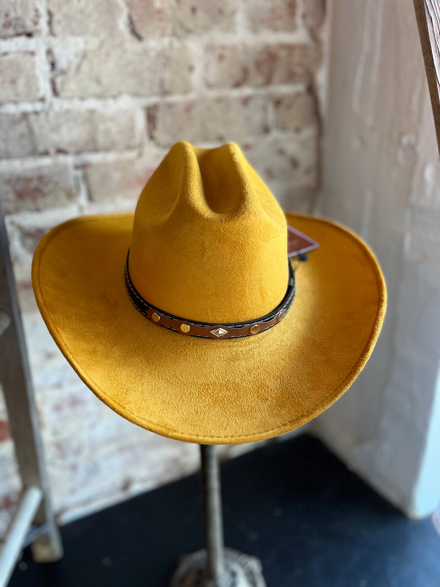 Suede Cow Boy Hat- Mustard