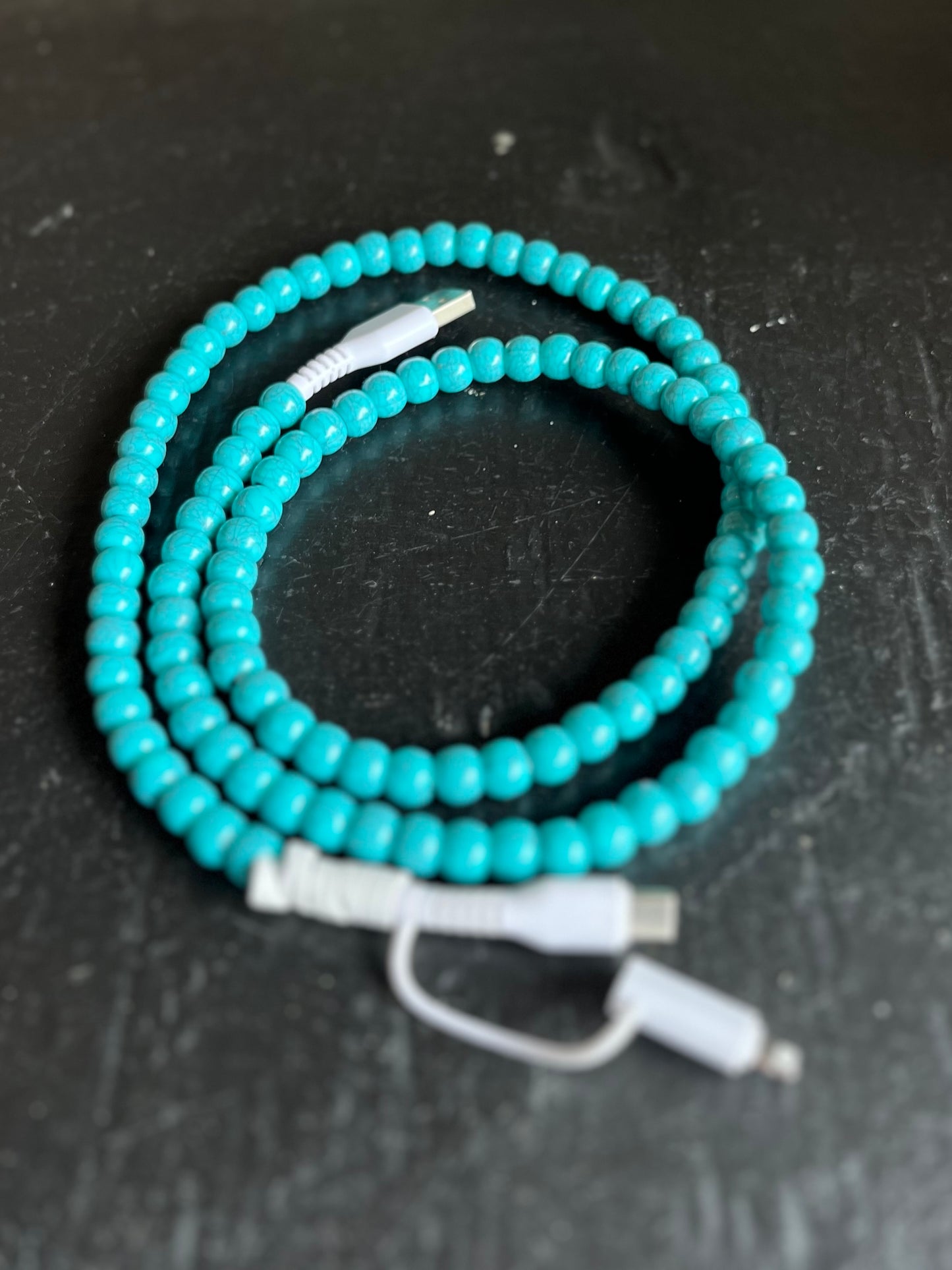 Turquoise Beaded Phone Charger