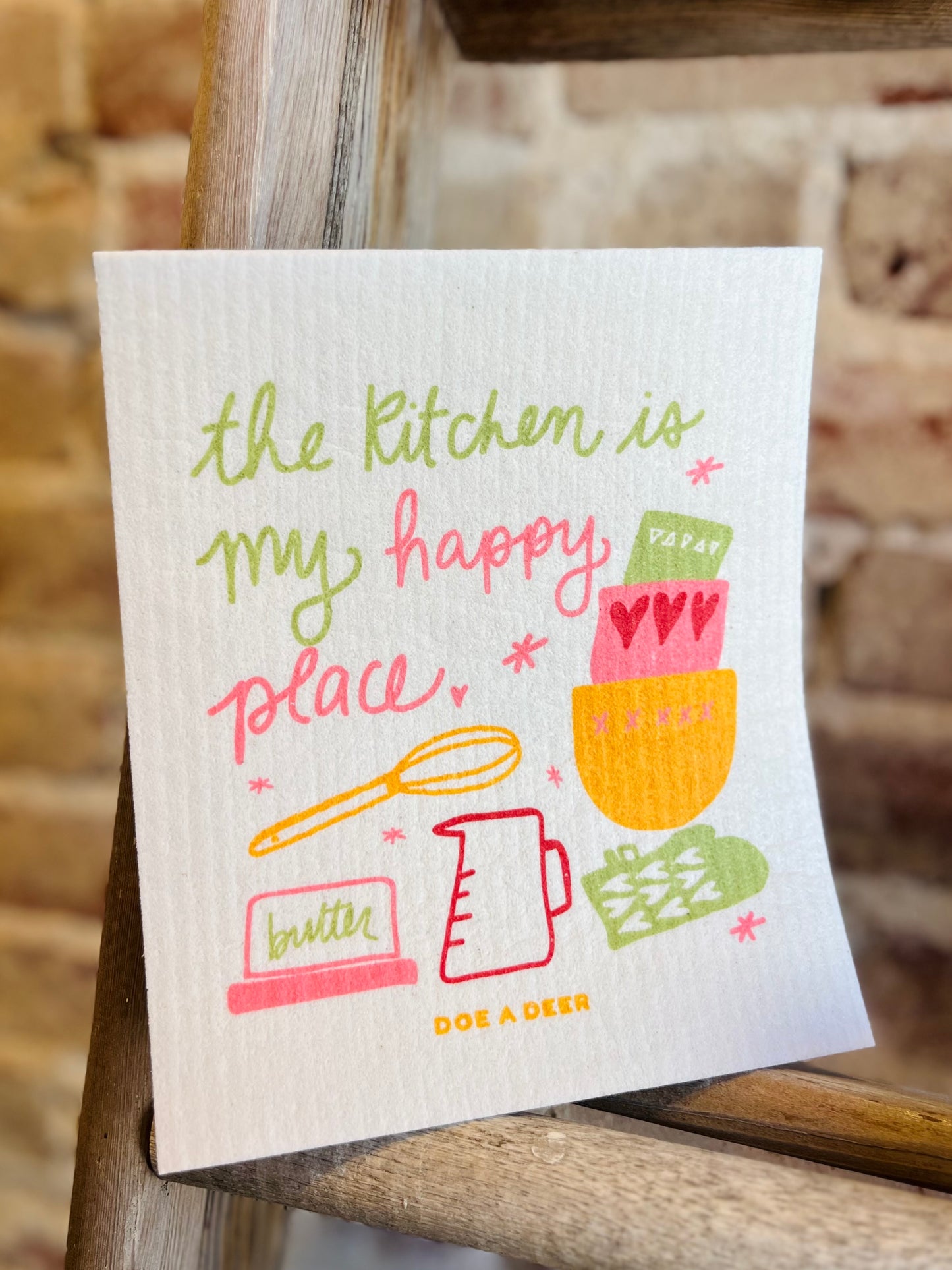 Kitchen is my Happy Place Swedish Dishcloth