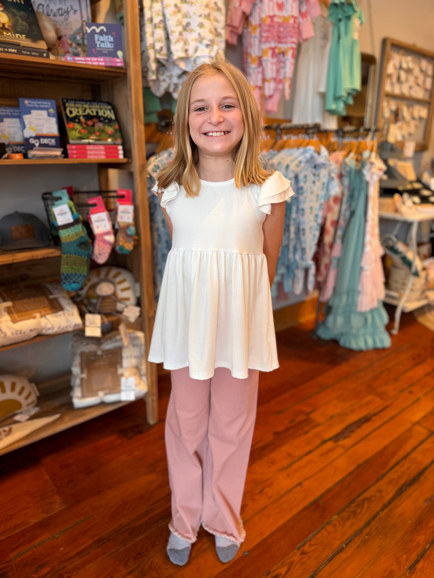 White Flutter Shirt - Toddler/Kid