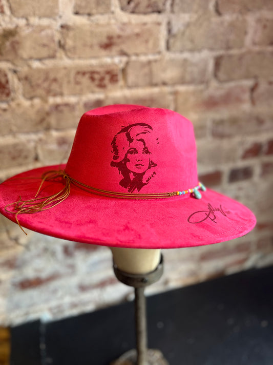 Dolly Burnt Western Rancher Hat- Hot Pink