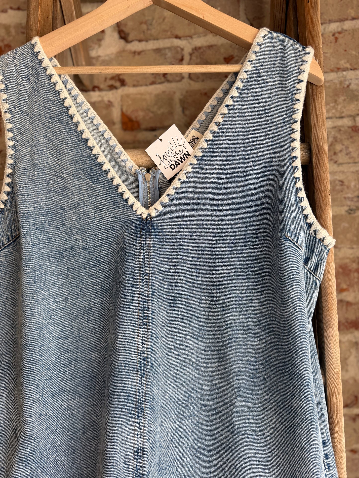 Stitched Sleeveless Denim Romper