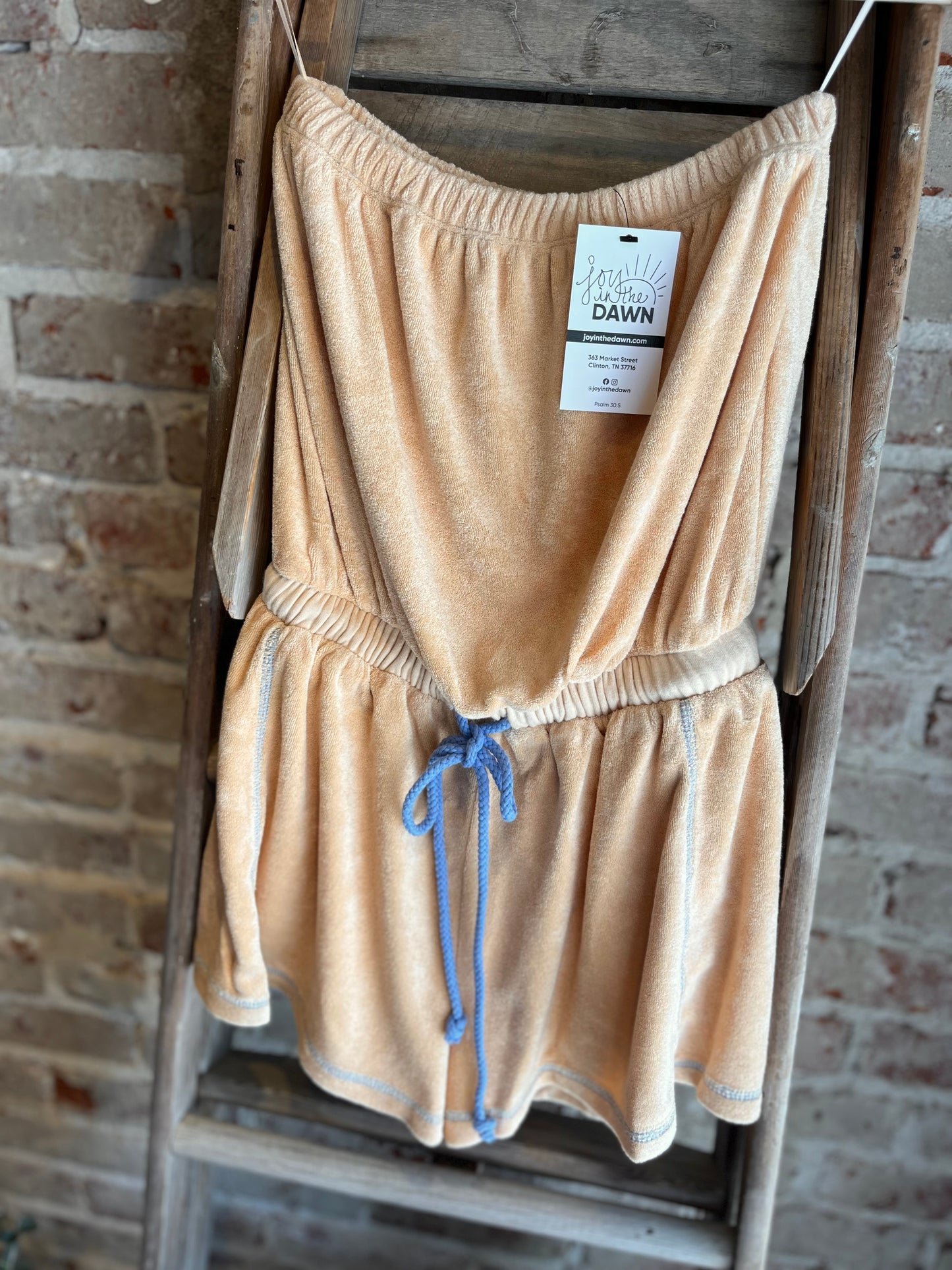 Terry Cotton Tube Peach Romper