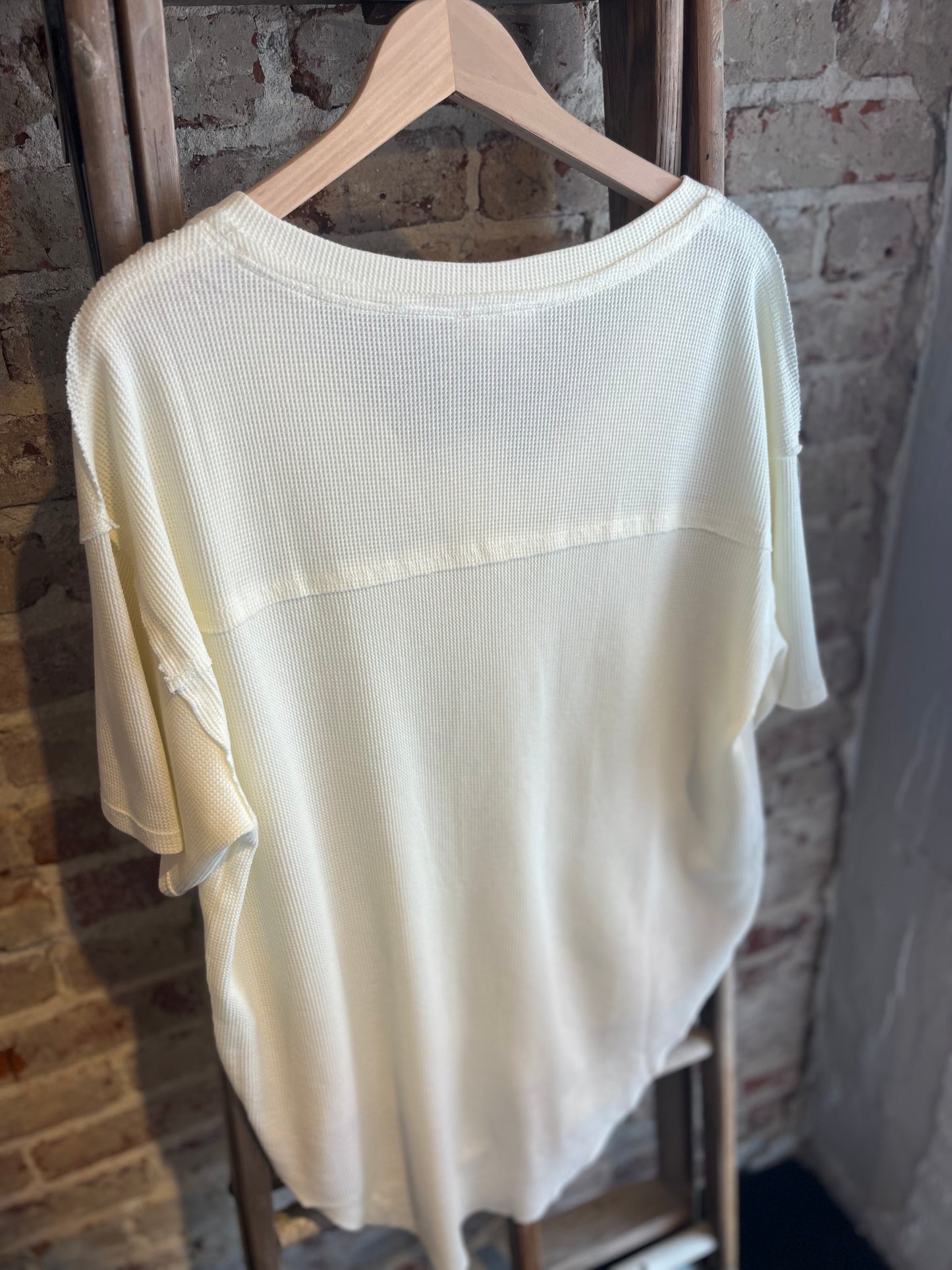 Mineral Washed Knit Shirt- Cream