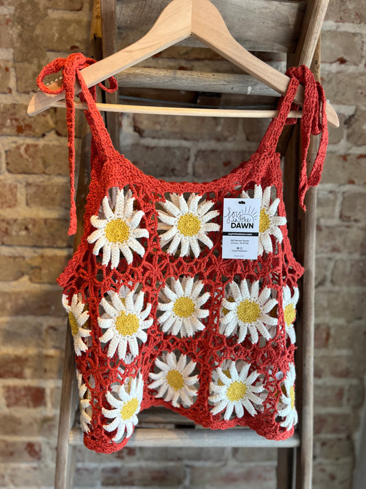 Crochet Daisy Top - Rust