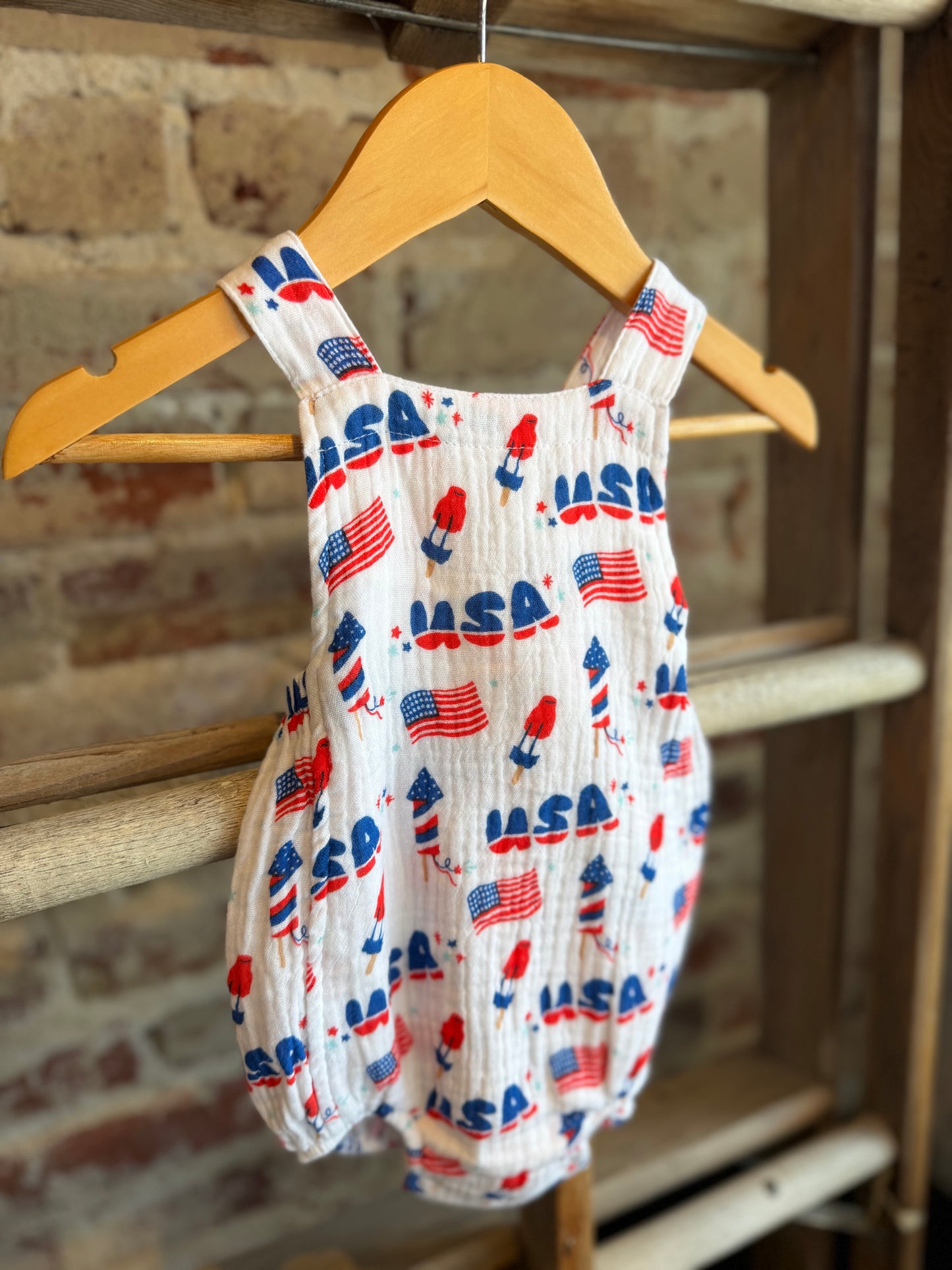 Retro Americana Muslin Bubble Sunsuit