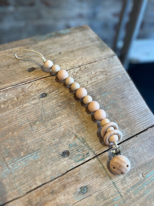 Beaded Pacifier Clip - Apricot