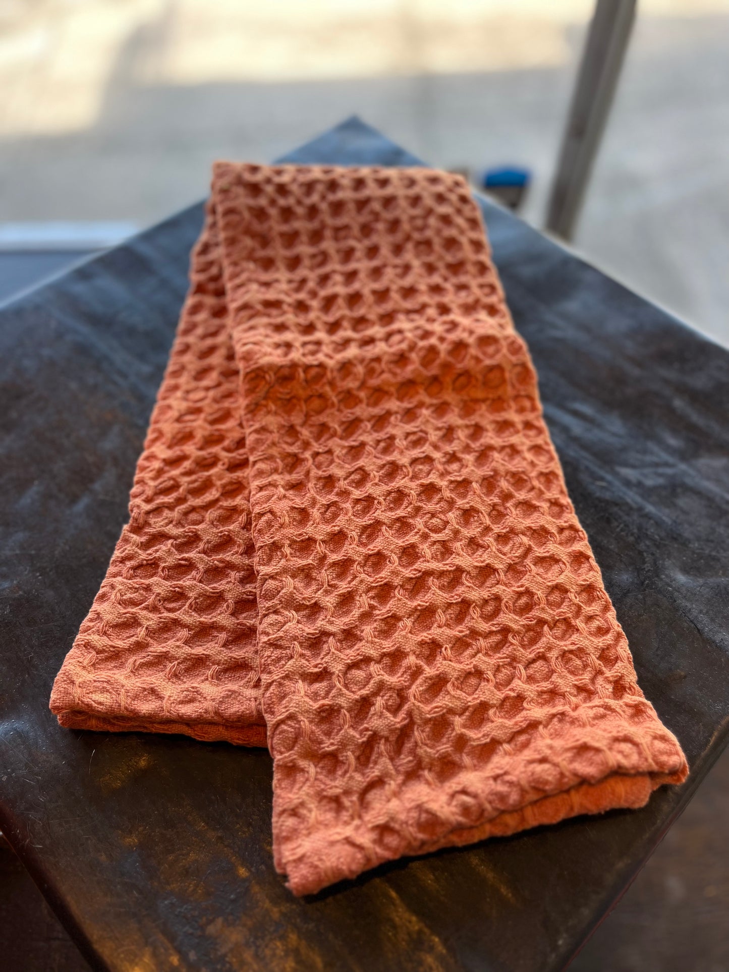 Waffle Knit Tea Towel - Orange