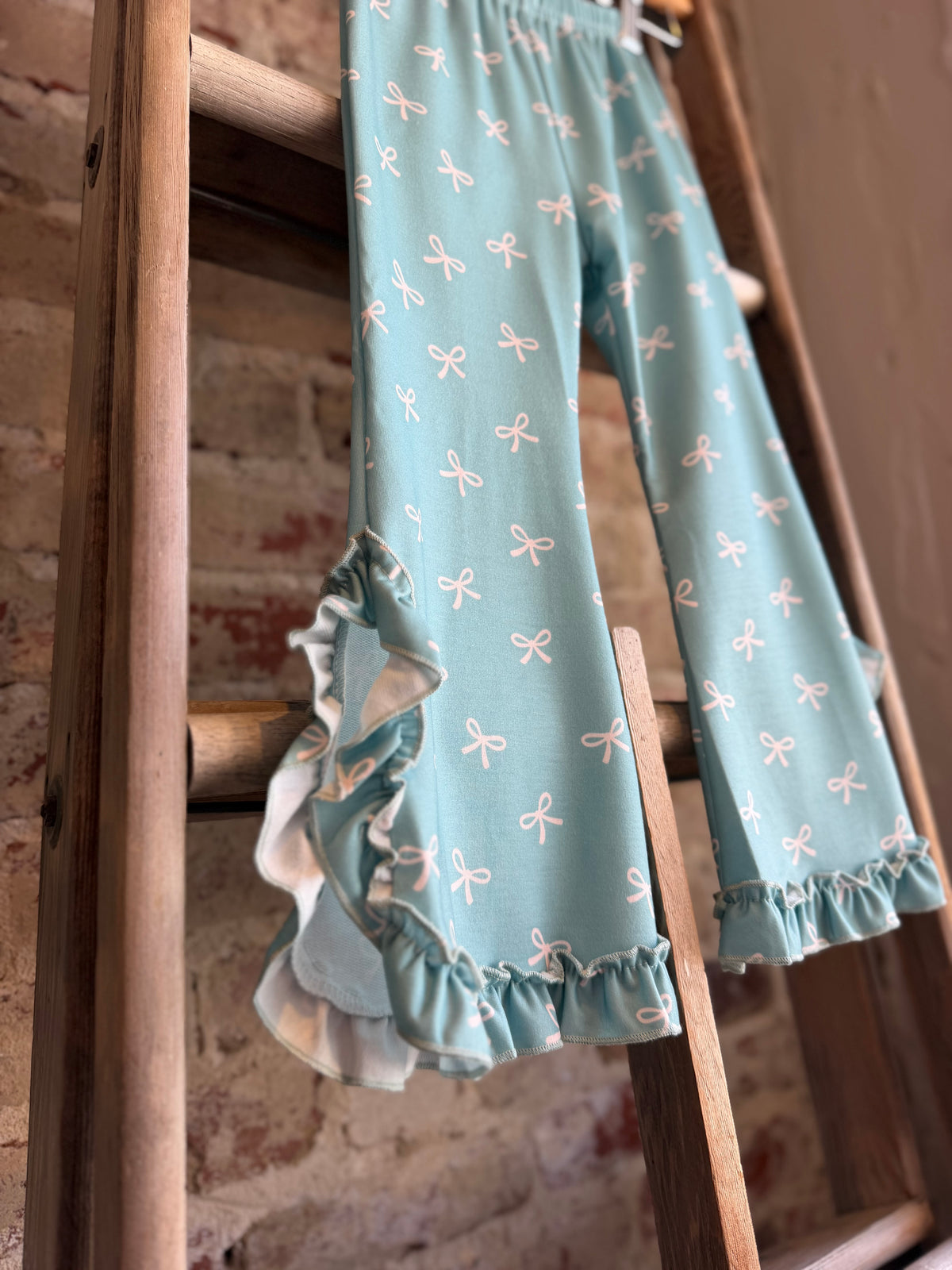 Teal + Pink Bow Ruffle SET- Kids