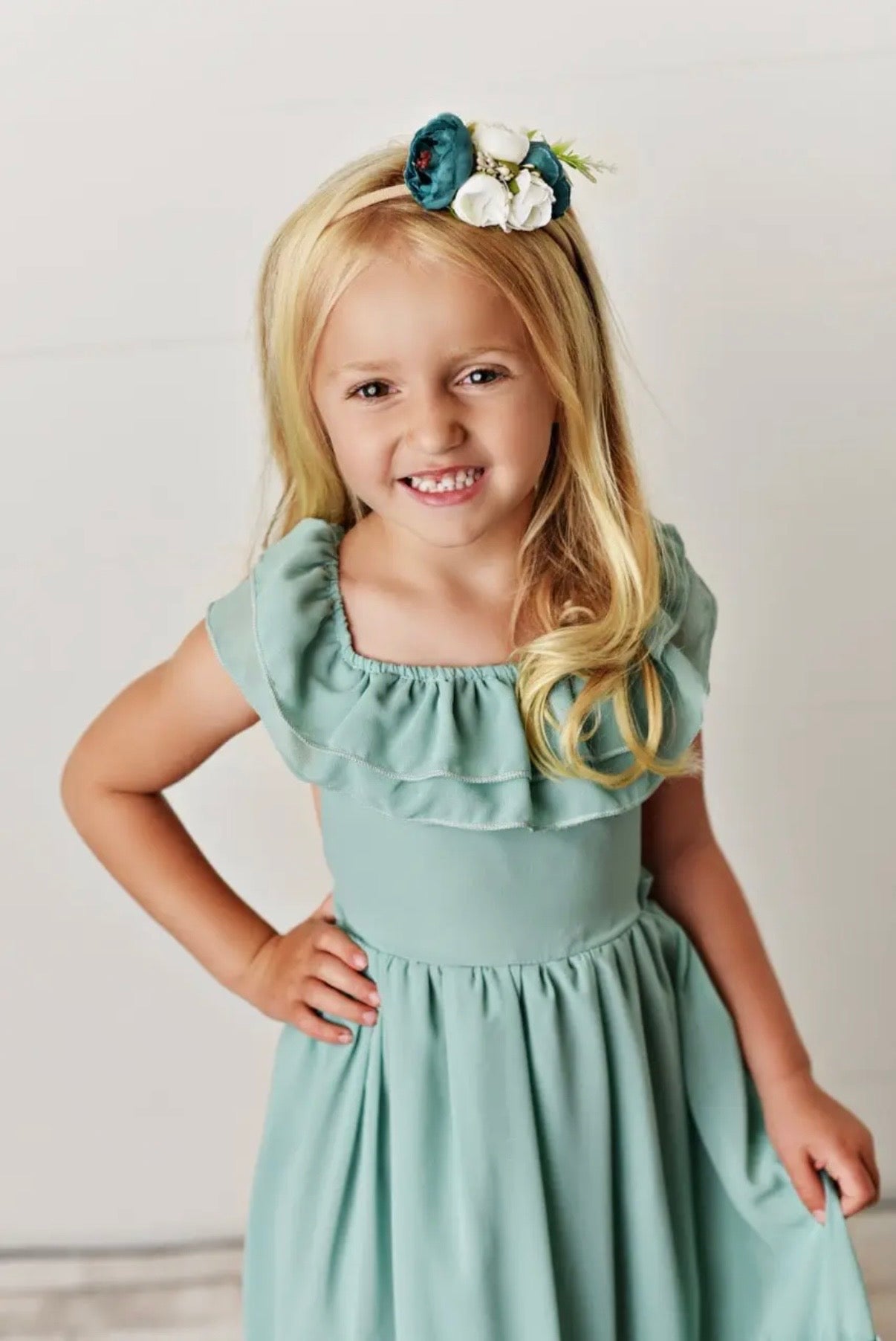 Mint Ruffle Back Dress - Toddler/Kids
