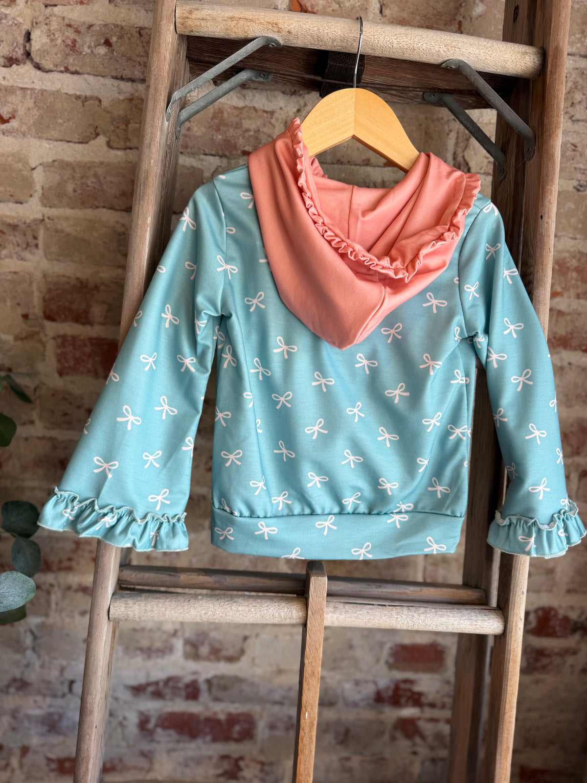 Teal + Pink Bow Ruffle SET- Kids