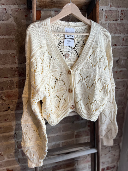 Cream Mineral Washed Cardigan