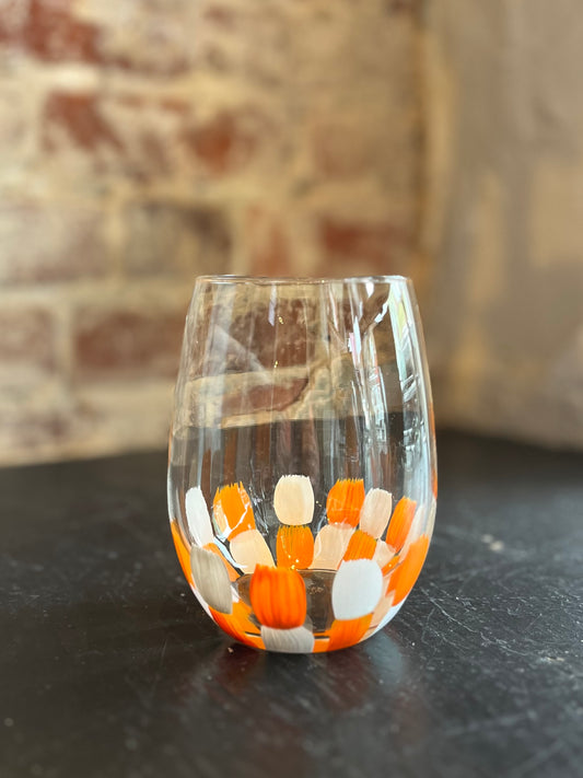 Orange & White Wine Glass