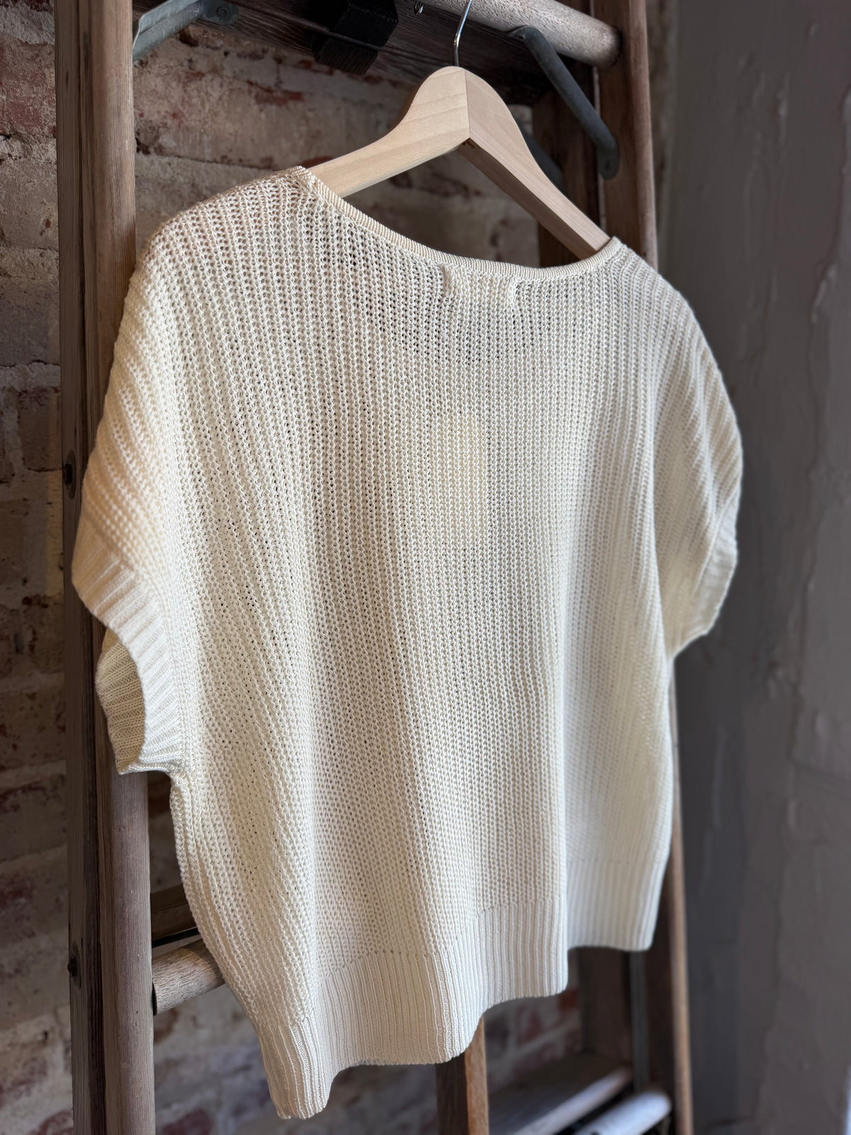 Short Sleeve Knit Sweater - Ivory