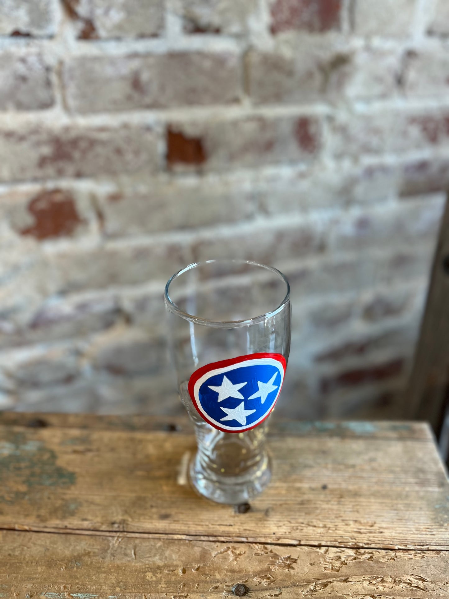TN Blue Tristar -Hand Painted Pilsner Glass