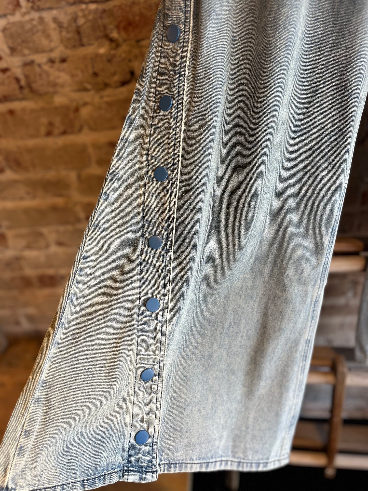 Button Up Wide Leg Denim Jeans