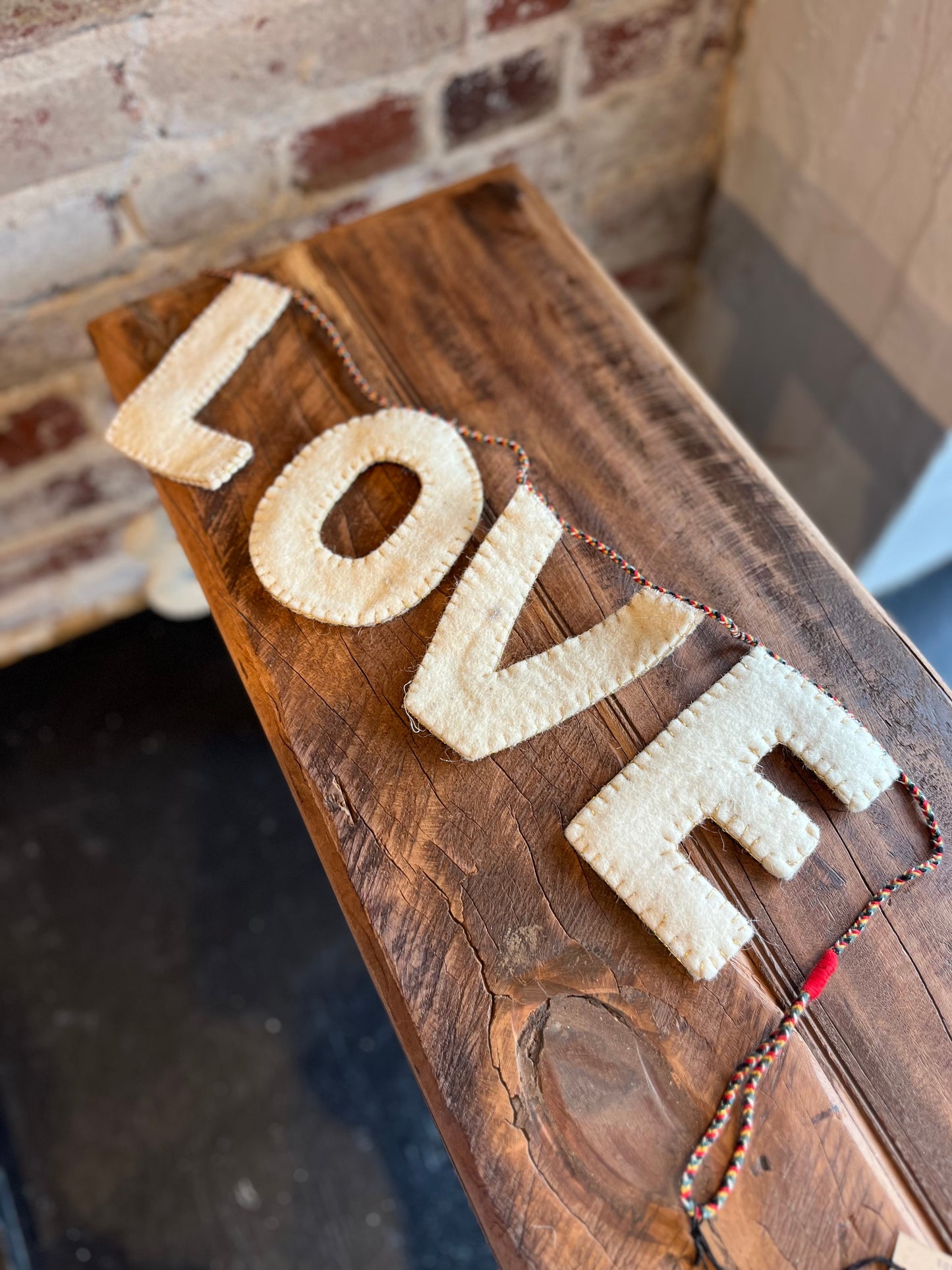 Peace and Love Felt Garland - Gold