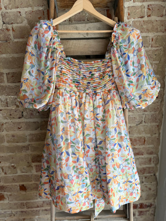 Floral Mini Dress w/ Bow