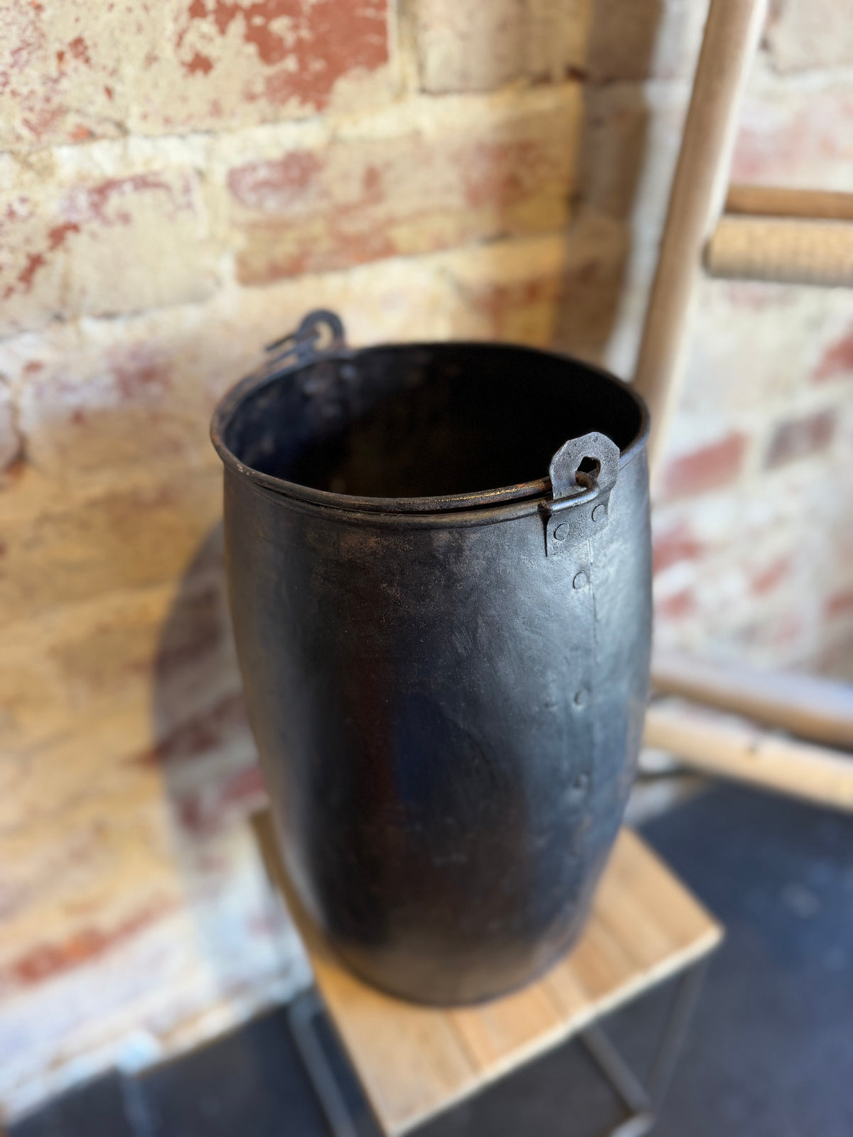Hammered Iron Bucket Vase - Large
