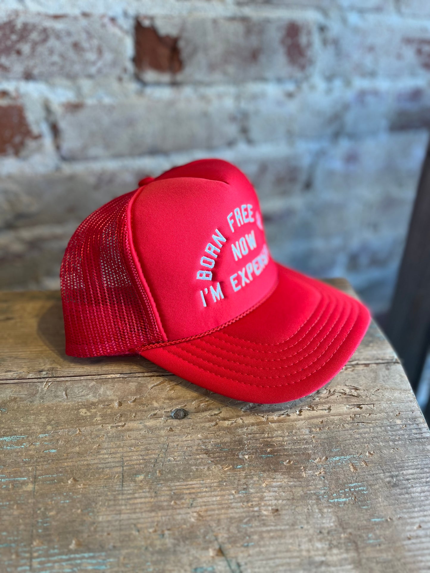 Born Free Now Expensive Foam Trucker Hat - Red
