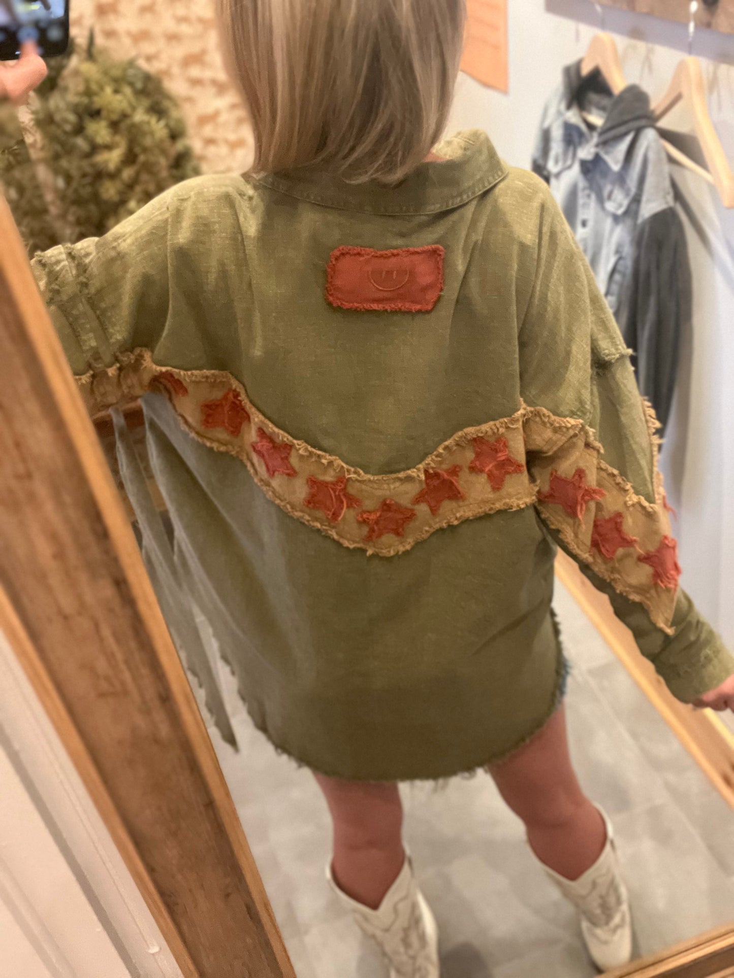 Washed Star Jacket -  Olive