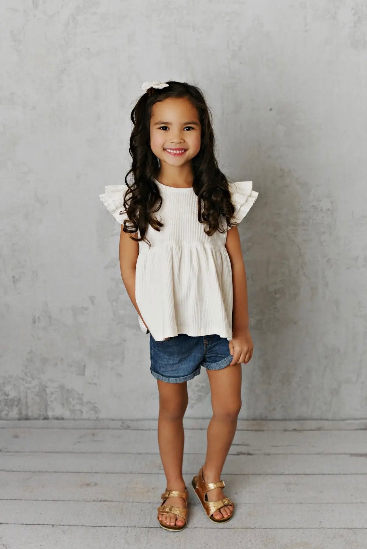White Flutter Shirt - Toddler/Kid