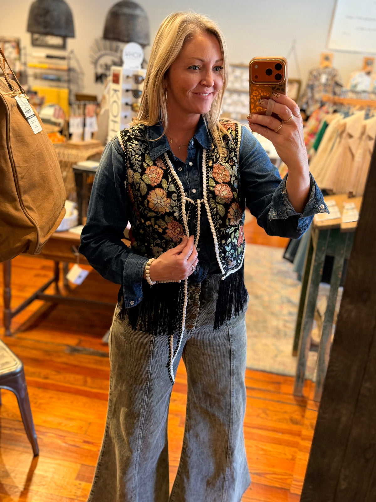 Western Tapestry Fringe Vest