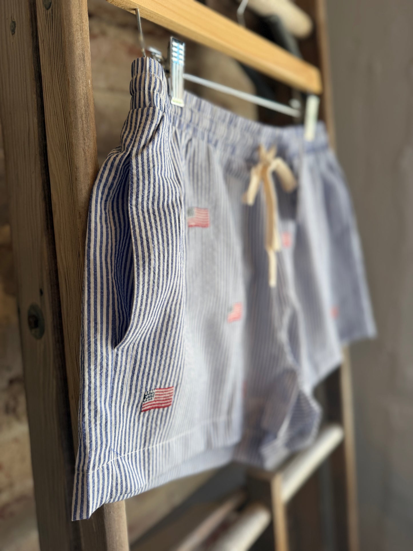 USA Flag Embroidered Shorts