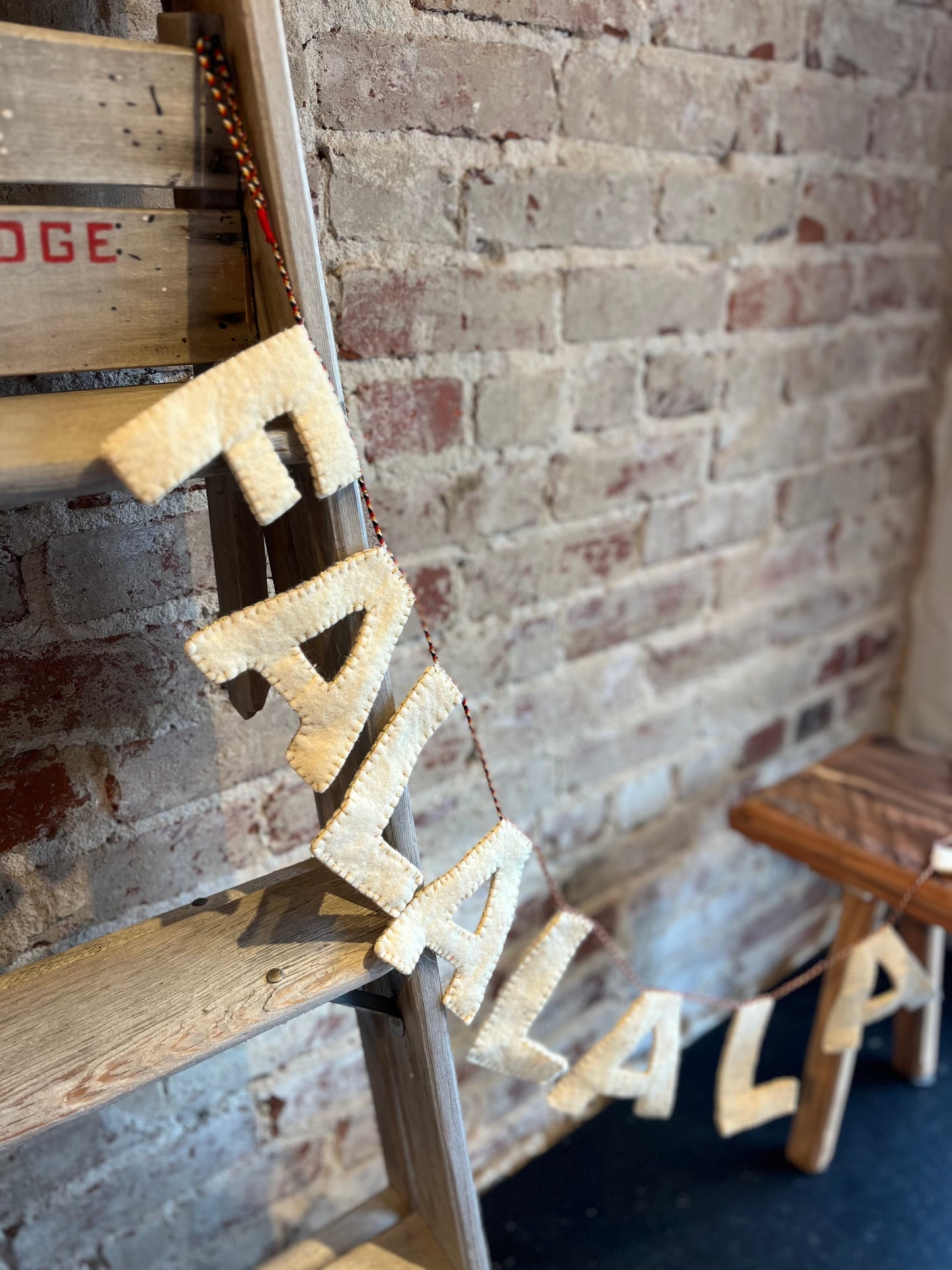 Fa-La-La Felt Garland - Cream and Gold