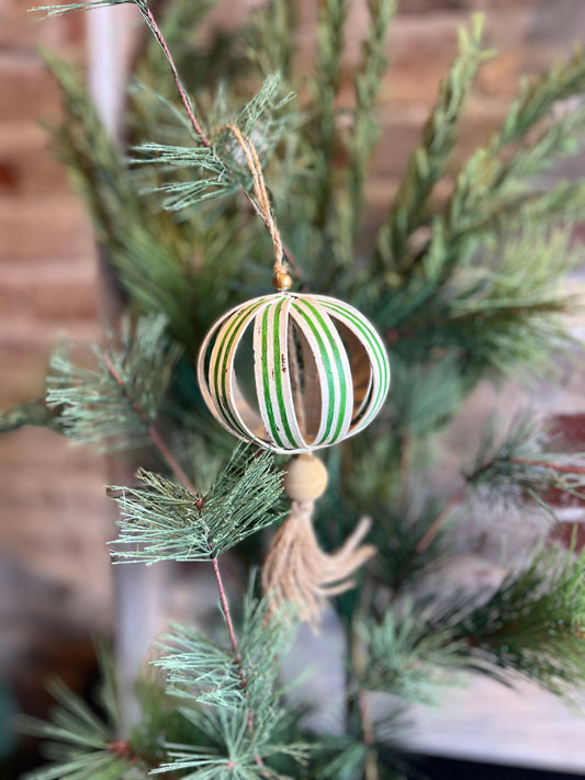 Small Paper Mache Ornament - Green