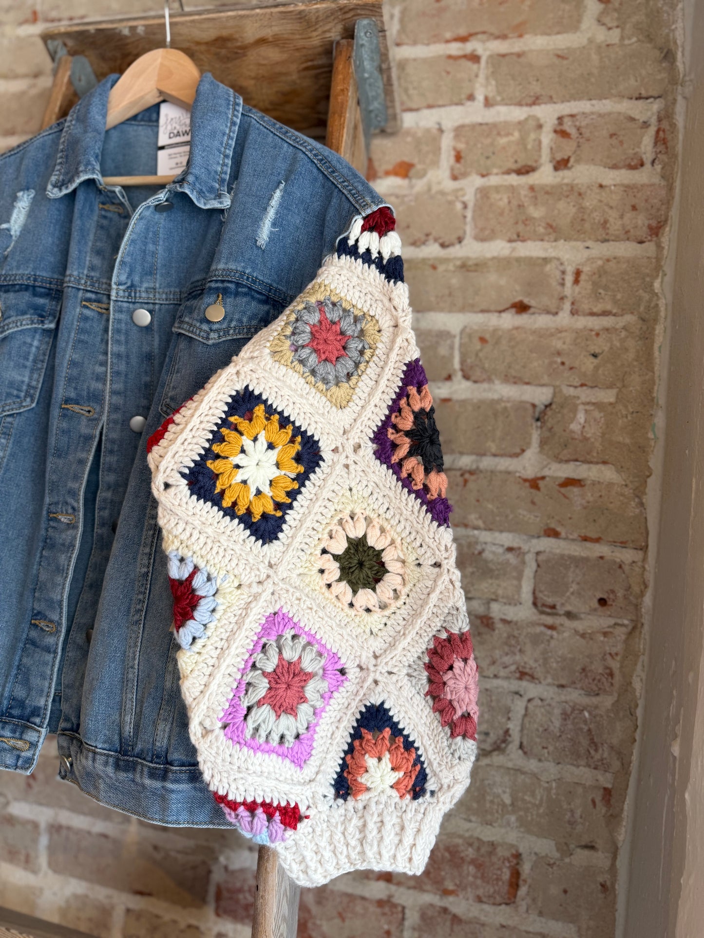Crochet Patchwork Denim Jacket