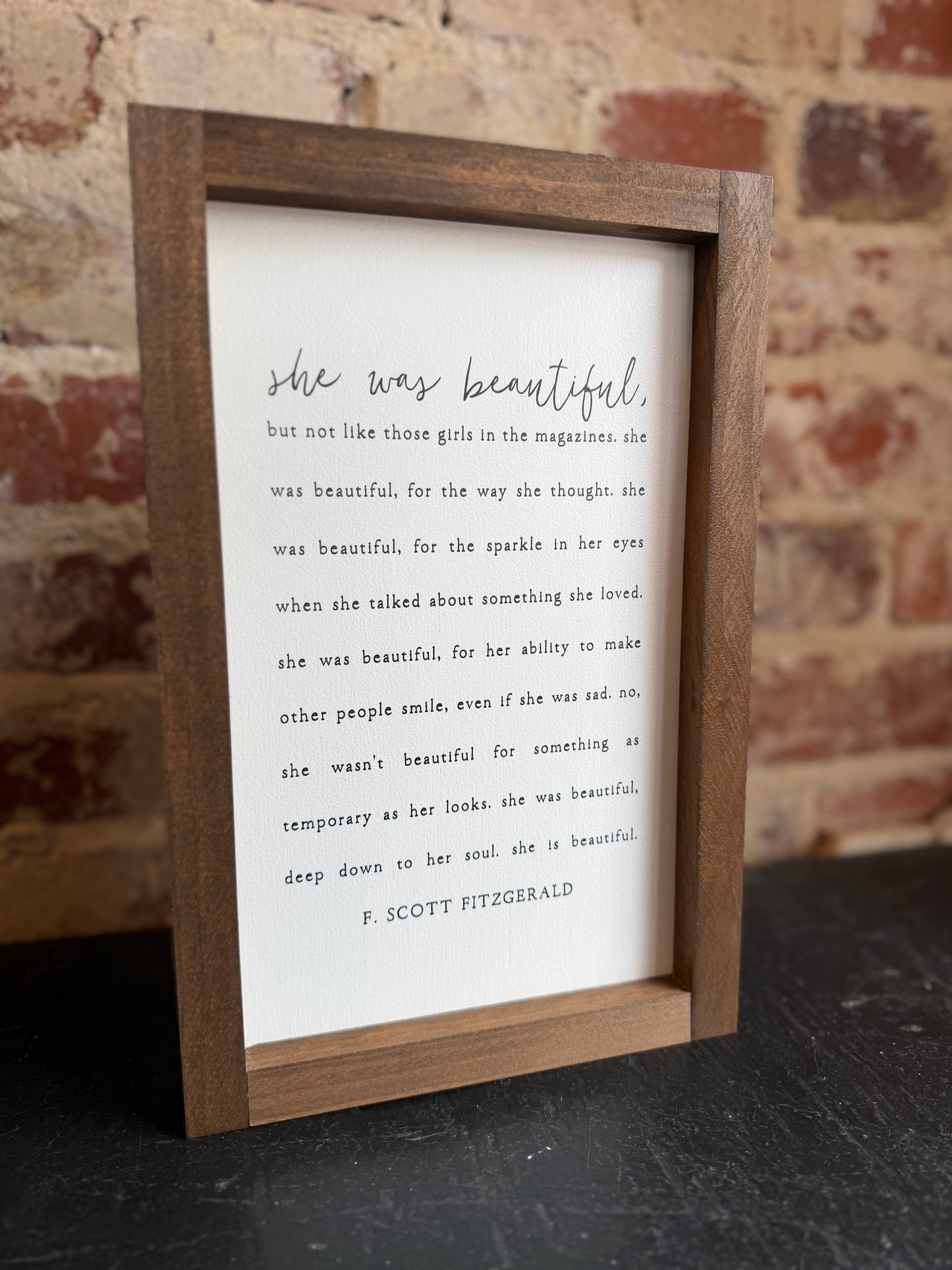She Was Beautiful Wall Art - 8x12 Dark Walnut