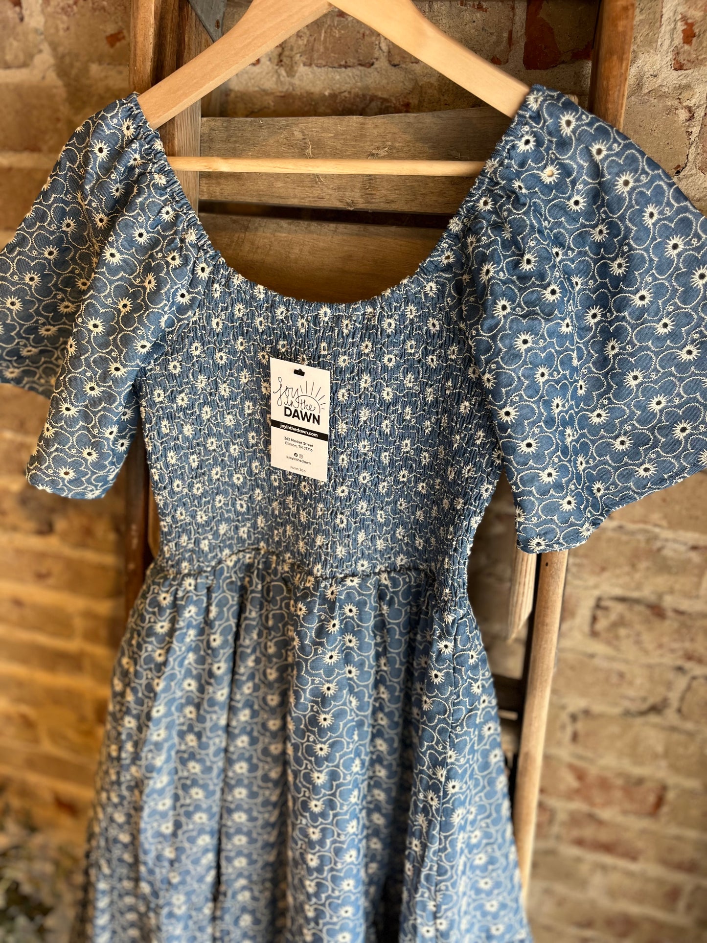 Floral Eyelet Denim Dress