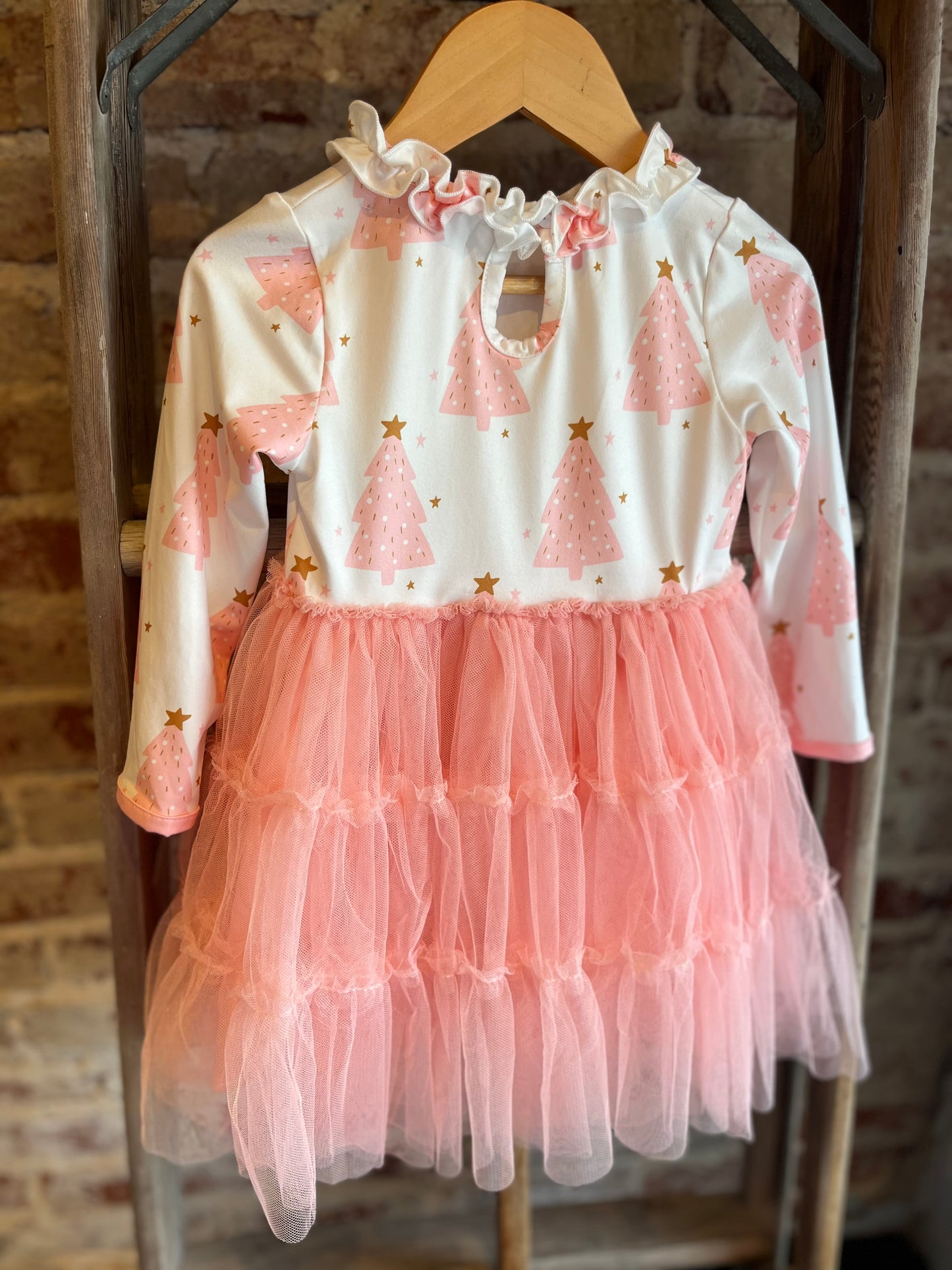 Pink Christmas Tree Tulle Dress- Toddler/Youth