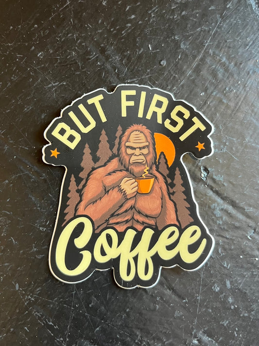 Bigfoot Loves Coffee Sticker