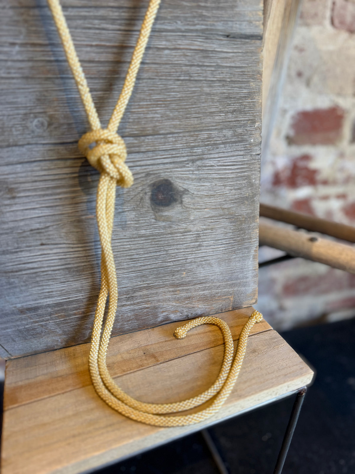 Gold Beaded Lariat Necklace