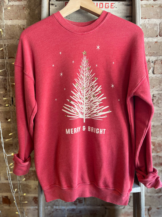 Merry & Bright Sweatshirt - Red