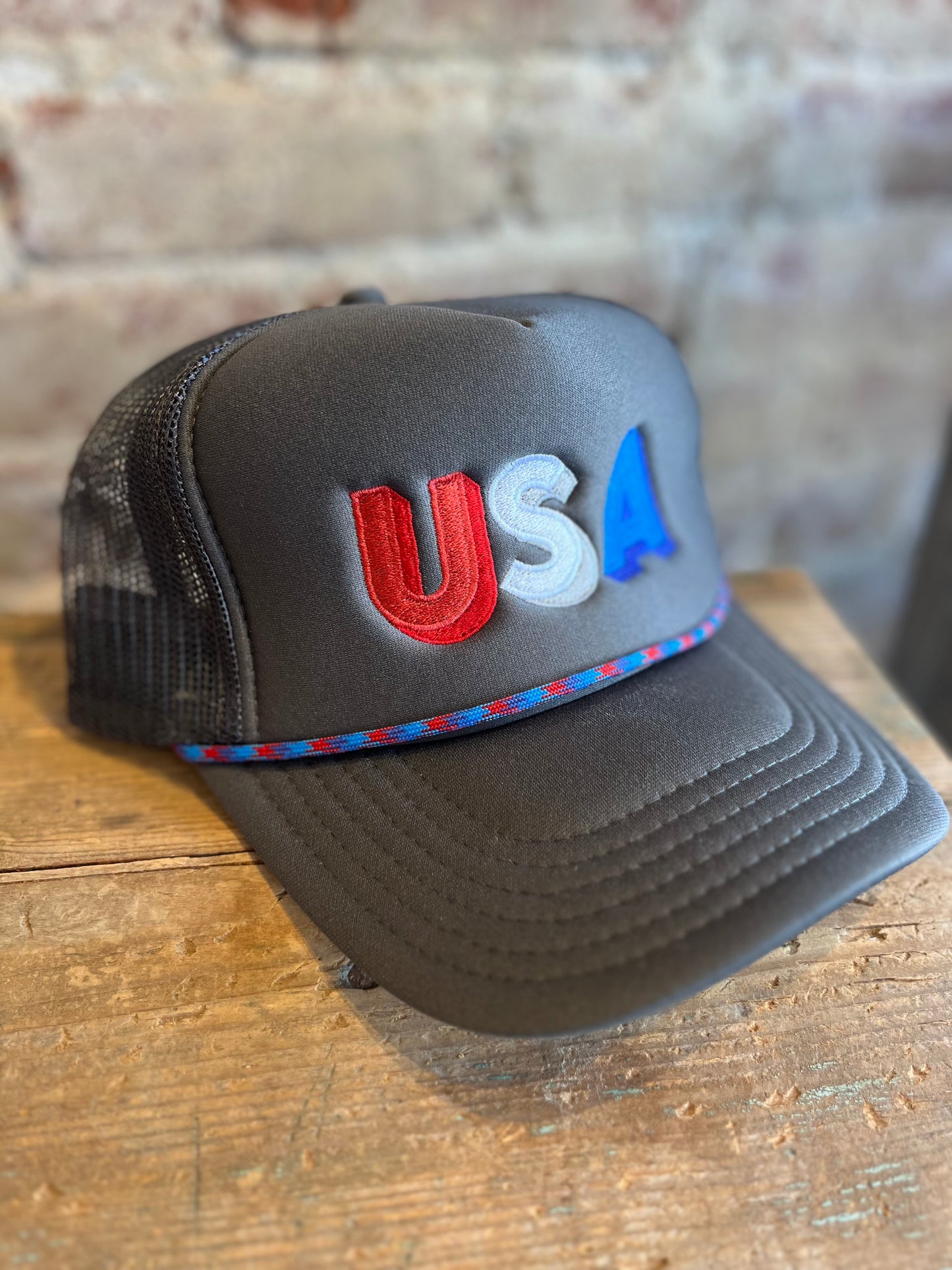 USA Color Block Foam Trucker Hat - Black