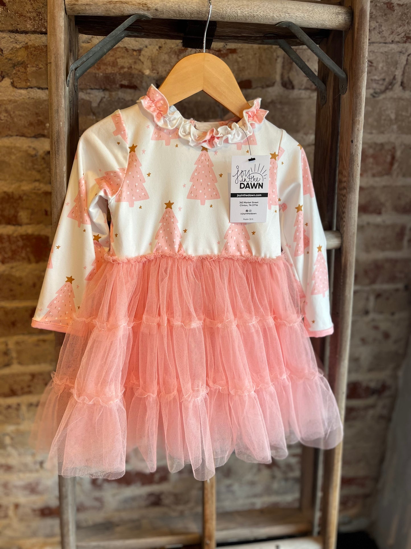 Pink Christmas Tree Tulle Dress- Toddler/Youth